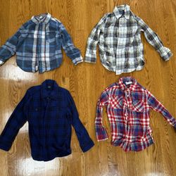 Kids Plaid Shirts - Blue, Red, Green, and Navy (4-5T, like new)