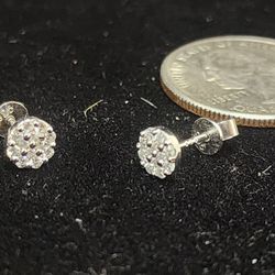 Small Round Moissanite Cluster Earrings
