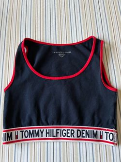 Tommy Hilfiger Women's Size Small Sports Bra Blue With Red Logo