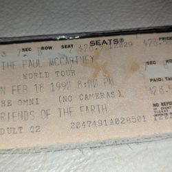 1990 Paul McCartney Concert Ticket 