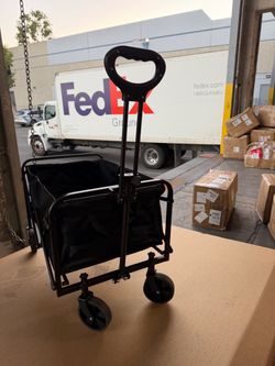 Compact Folding Wagon Cart, Collapsible Utility Wagon with Side Pockets Portable Design, 330 lb Max Load