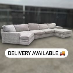 Living Spaces Light Gray/Grey 3 Piece Sectional Couch Sofa - 🚚 DELIVERY AVAILABLE 