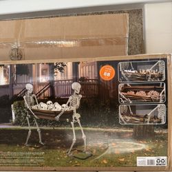 Skeleton Duo Carrying Coffin Life Size Halloween Prop Haunted House Decor 5' Walmart 