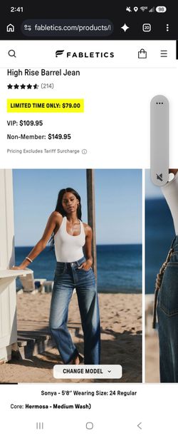 Fabletics NWT barrel jeans