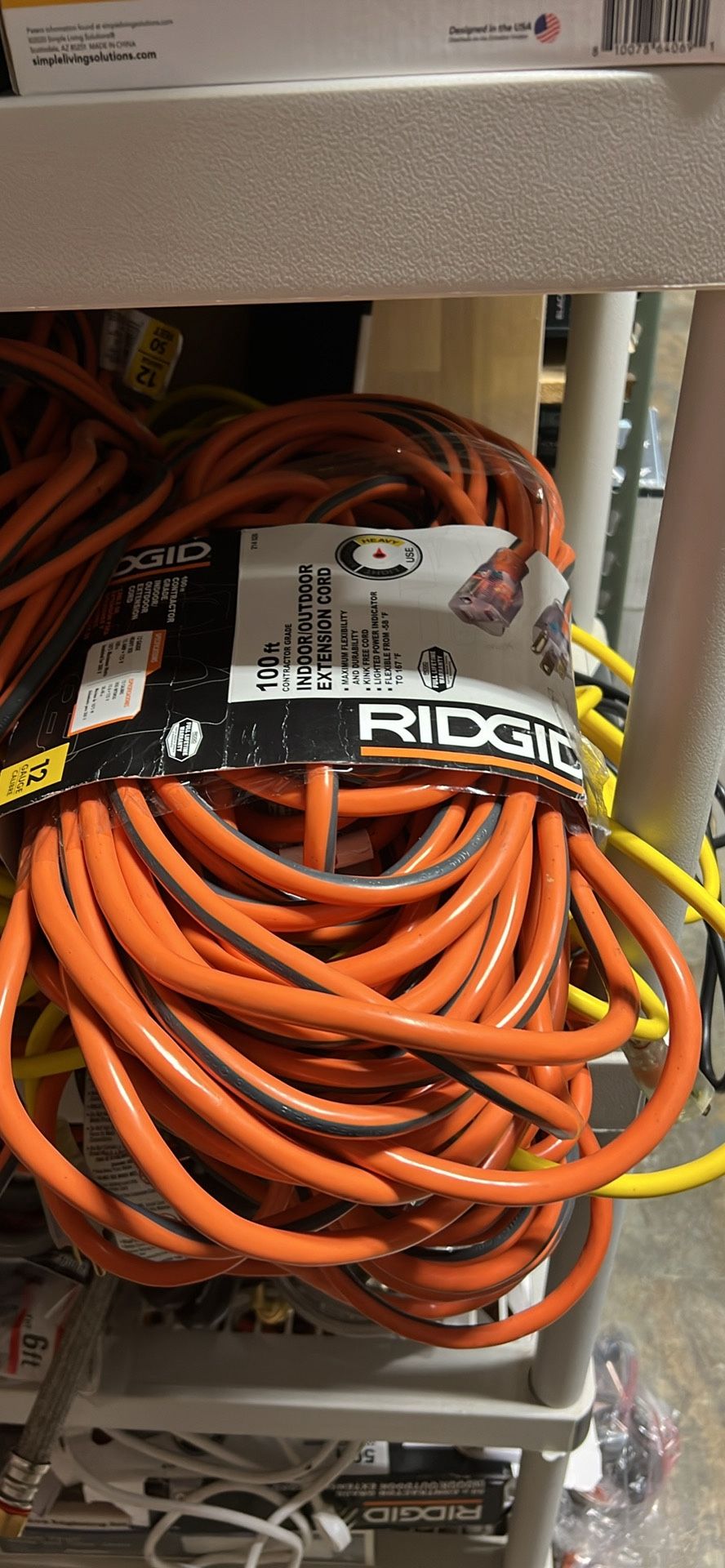 100 ft. 12/3 Heavy Duty Indoor/Outdoor Extension Cord with Lighted End, Orange/Grey