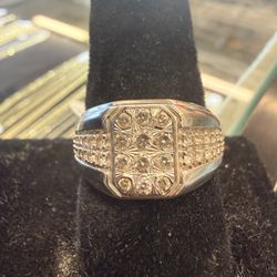 10KT White Gold Band W/ Natural Diamond 37459-2