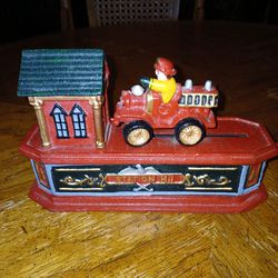 VTG Cast Iron Fire Station Mechanical Bank