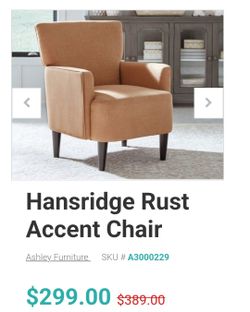 Ashley Hansridge Rust Accent Chair – Excellent Condition