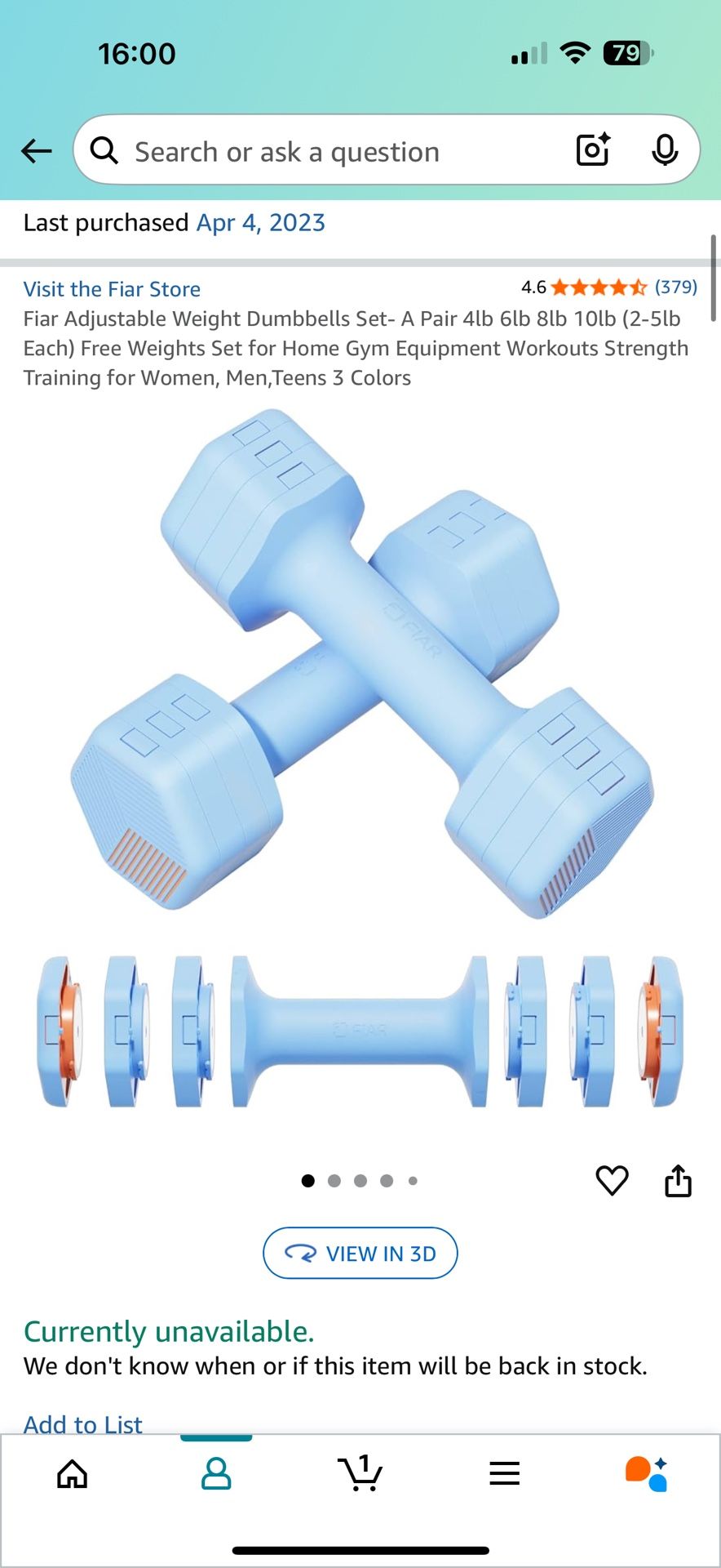 Adjustable Weight Dumbbells