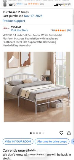 Full size white metal bed frame