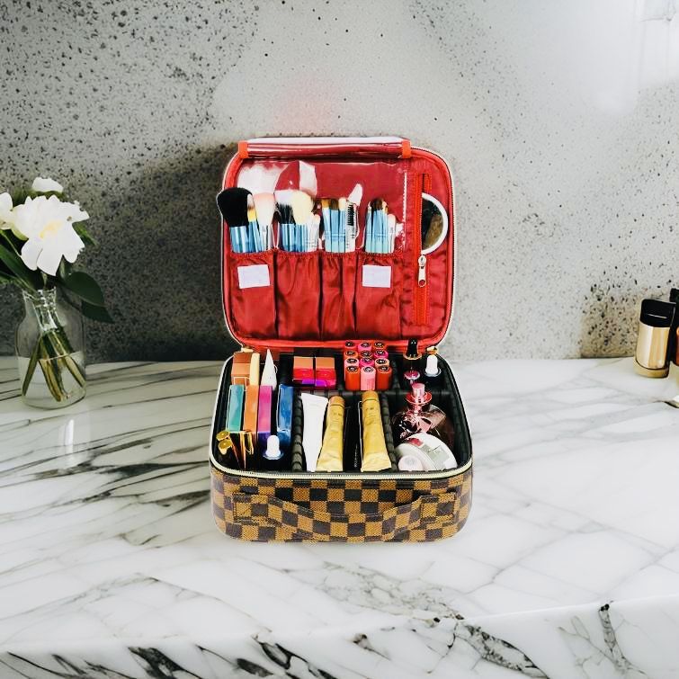 Checkered Makeup Travel Case