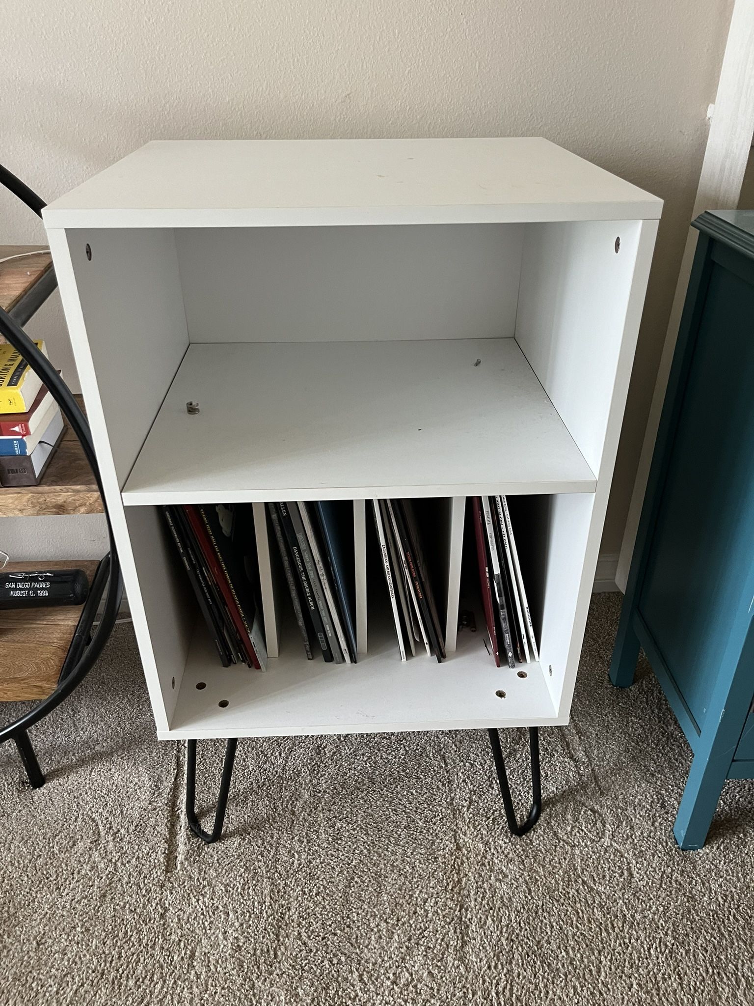 White Mid-Century Record Table