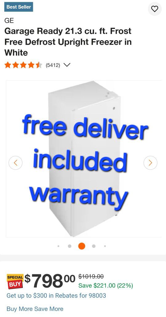 30 Days Warranty (Ge Freezer Frost-free Size 28w 30d 62h) I Can Help You With Free Delivery Within 10 Miles Distance 