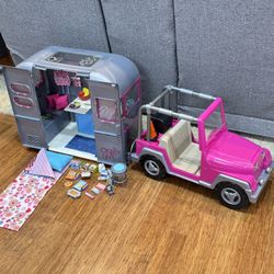 Our Generation Doll Camp, Trailer and Jeep Play Set Includes all Accessories AShown