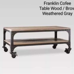 Brand New Franklin Coffee Table Wood / Brow  Weathered Gray