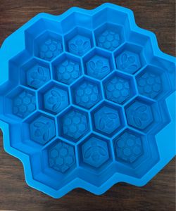Honeycomb Bee Soap Mold, 19-Cavity Silicone soap  DIY Mold Blue Color Preowned