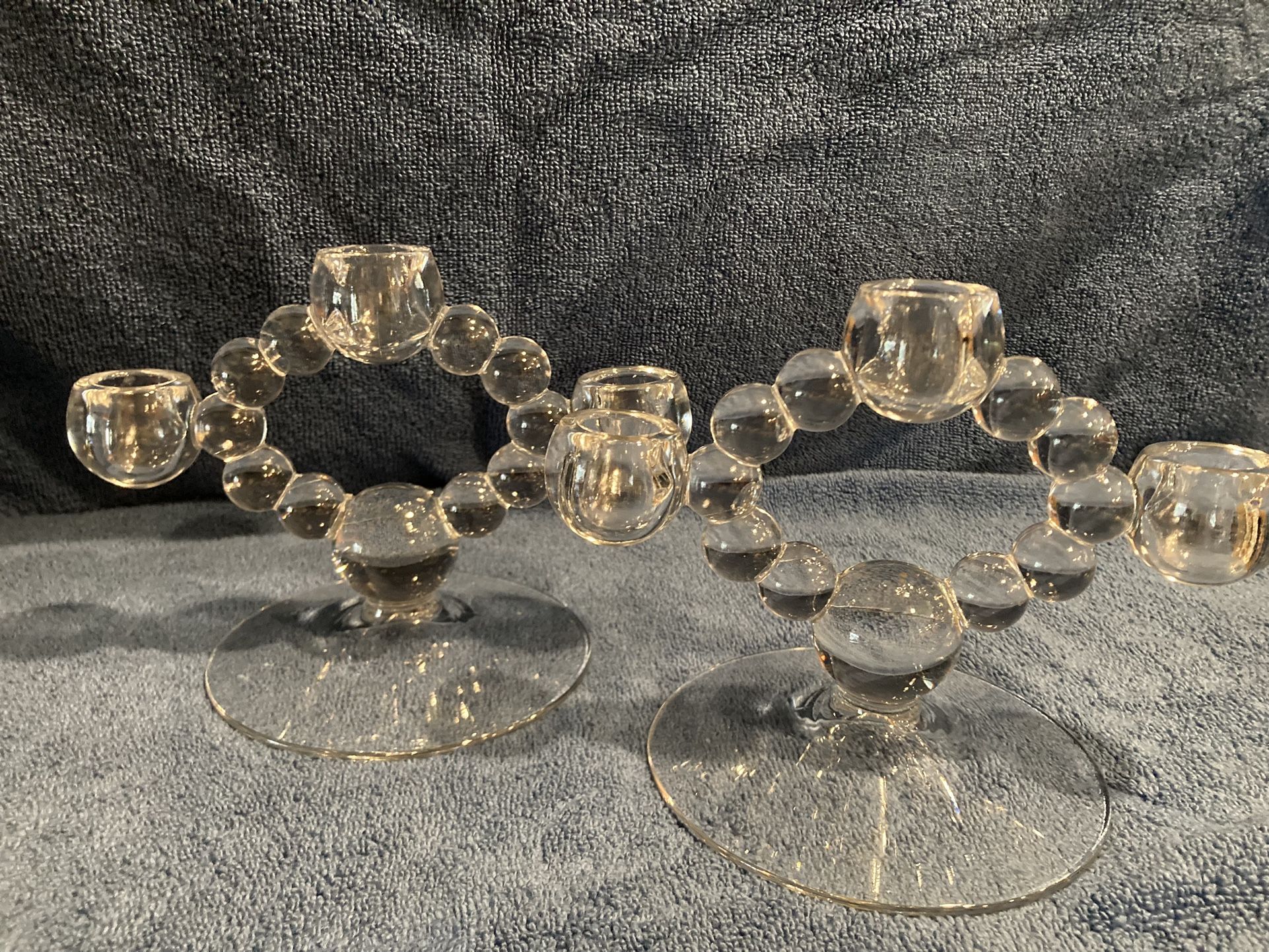 Pair Of Vintage (3) Holders Candlewick Design