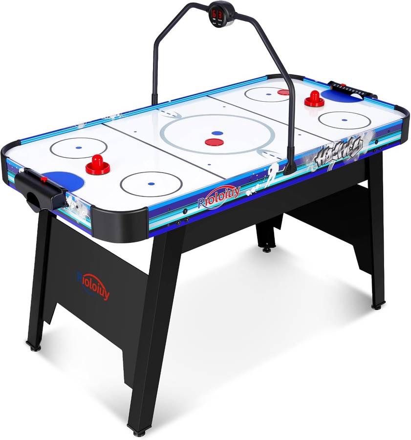 new 58" Air Hockey Table, Arcade Style with Powerful 700mA Motor, Accurate Digital LED Scoreboard on Overhead Gantry, Includes 2 Pucks and 2 Pushers, 