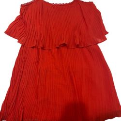 Zara Red Pleated Strap Dress