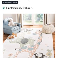 Kids Area Rug - 5'3" x 7'6", Ivory, Animal Design
