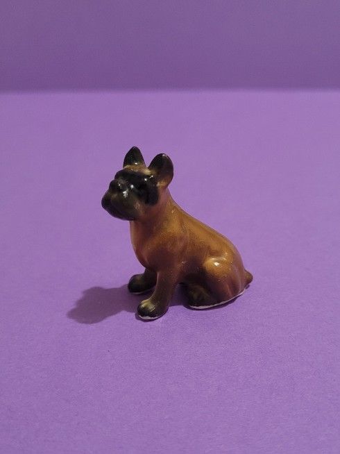 Bone China boxer brown dog puppy miniature figurine Japan vintage 1.5"Tall.