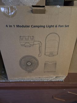 Four and one modular camping light and fan set