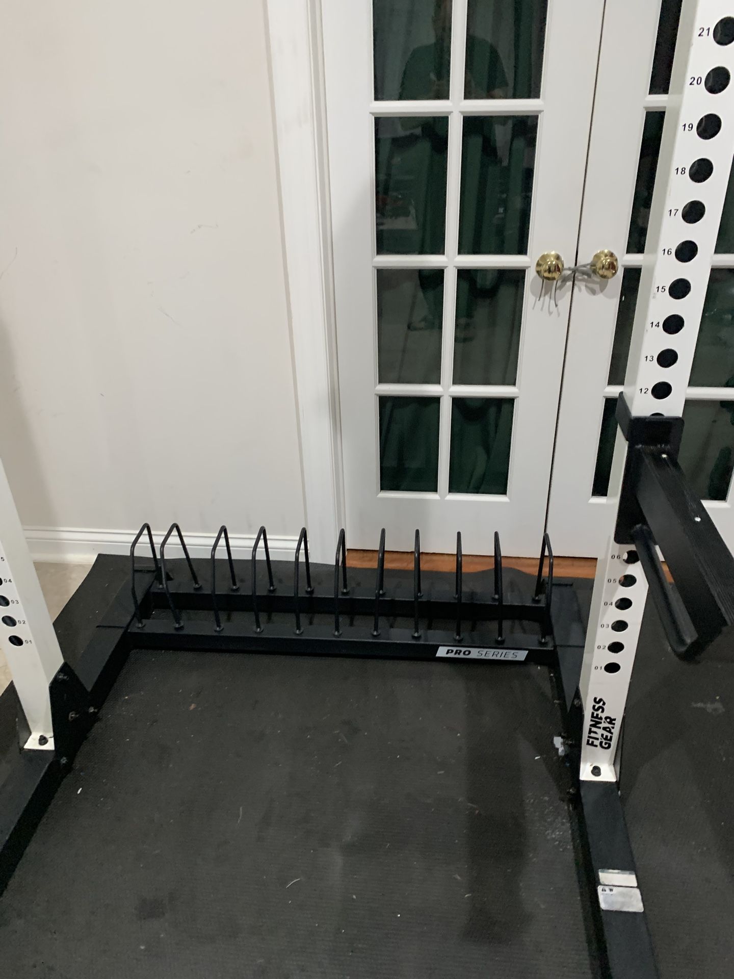 Fitness gear pro squat Rack with weights holder