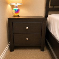 Modern Espresso Brown 2-Drawer Nightstand | Bedside Table