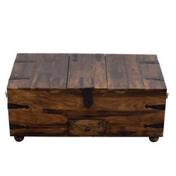 Crate & Barrel Wood Trunk Coffee Table