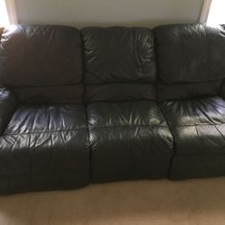 Two Blue Leather Sofa's