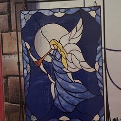 stained glass angel panel/ stand