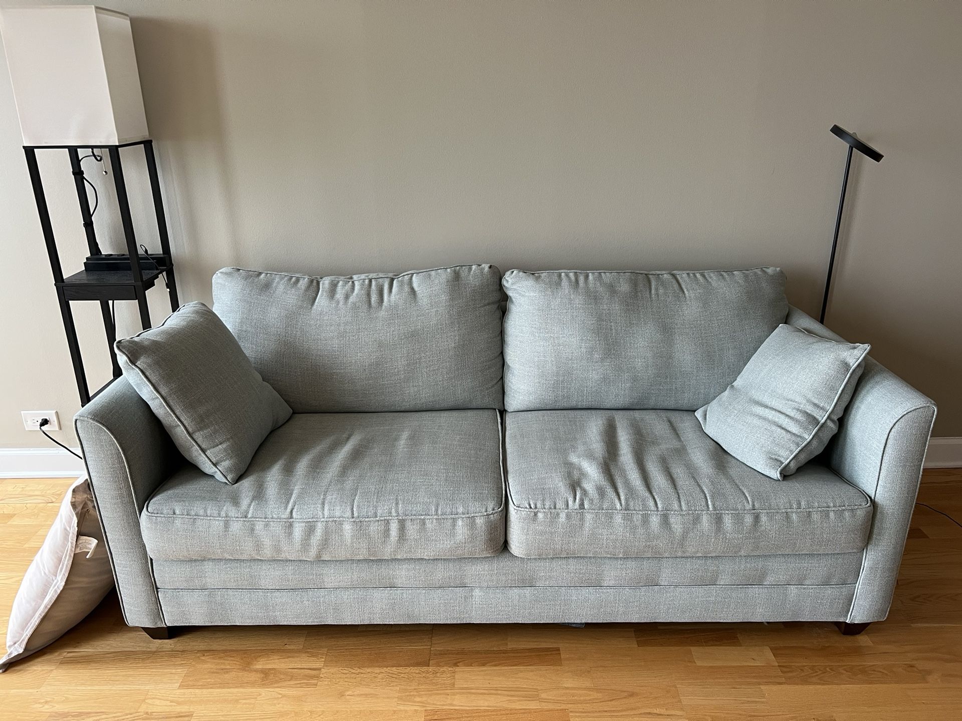 Couch with a double bed pull out looks better in person