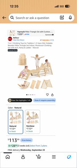 7-in-1 Climbing Toys for Toddlers 1-3 Years Old, Foldable Wooden Pikler Triangle Set Indoor, Montessori Climbing Set with Arch, Ramp & Ladder -