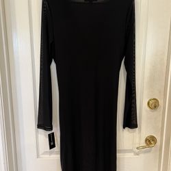 ✨ NWT INC International Concepts Black Ruched Dress – Size Large