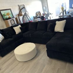 $50 Down- Finance- Ask Price- Luxury Black Sectional 