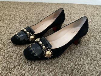 CHRISTIAN LOUBOUTIN OAXACANA 45 Veau Velours Size 37.5 Black Pumps