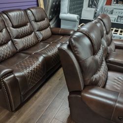 New Recliner Sofa And Loveseat With Genuine Leather And Power Recliners With Power Headrest