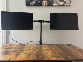 Dual computer screen holder- used