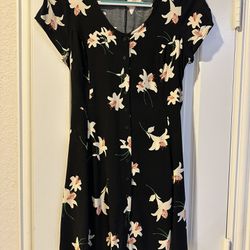 Black Floral Print Dress 