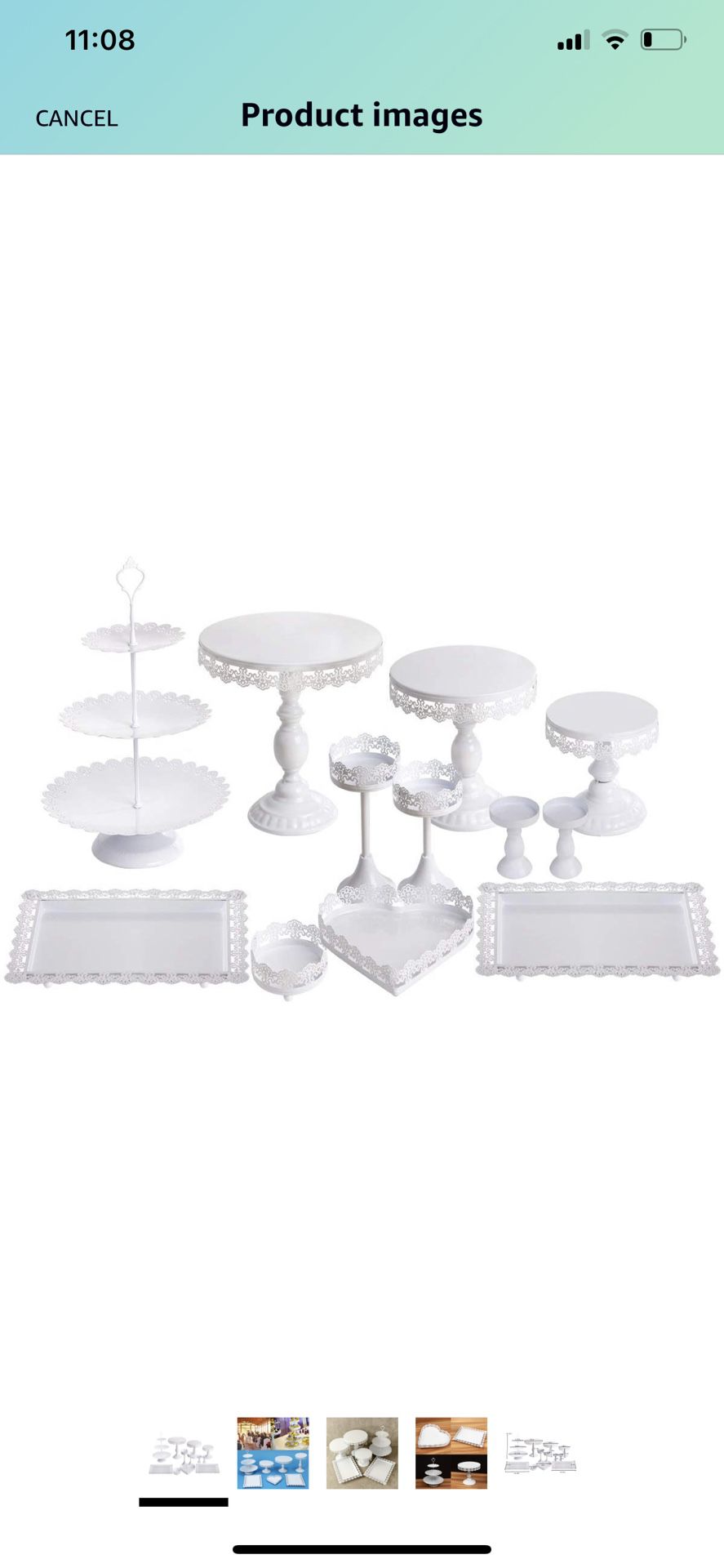 Set of 12 Pieces White Metal Cake Stand Set and Pastry Trays Metal Cupcake Stands Set Holder Fruits Dessert Display Plate for Baby Shower Wedding Birt