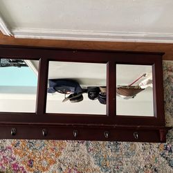 Mirror With Pegs  About 37x19