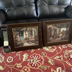 Selling Altogether 2 Pictures And 2 Metal Candle Holders 