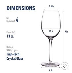 Crystal Wine Glasses Set of 4