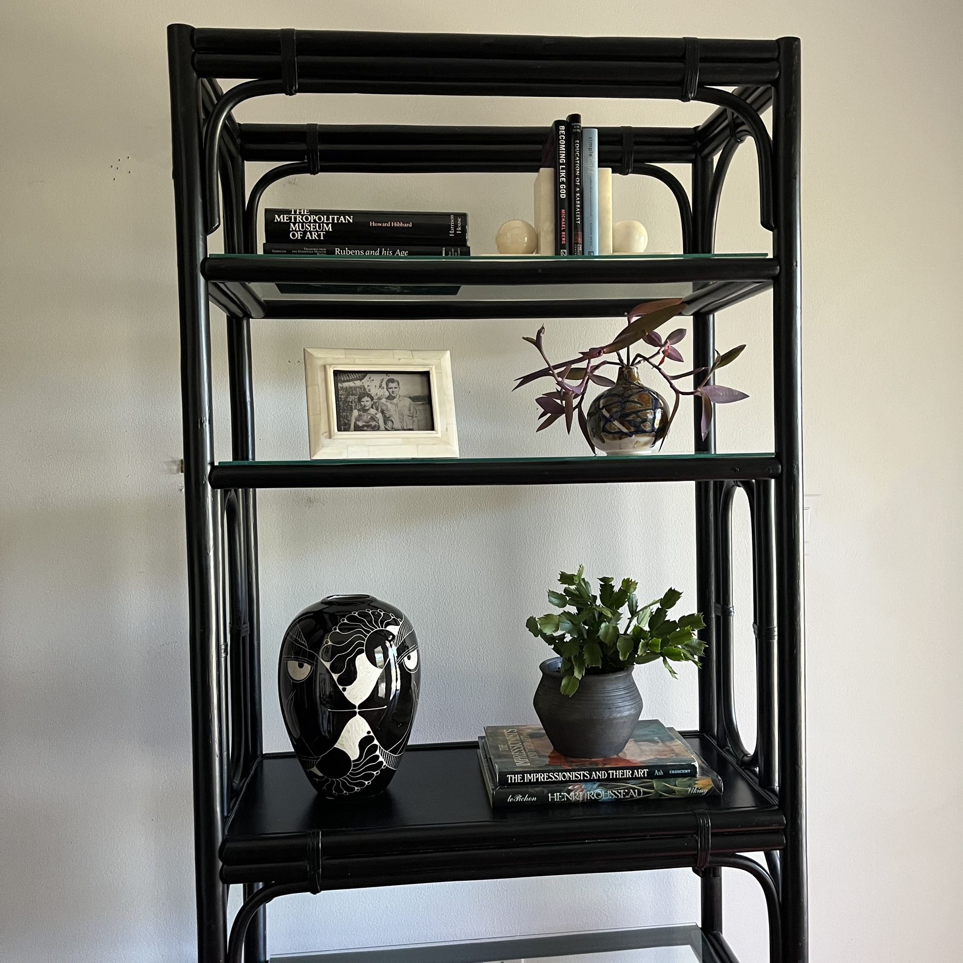 Vintage Rattan & Bamboo Etagere