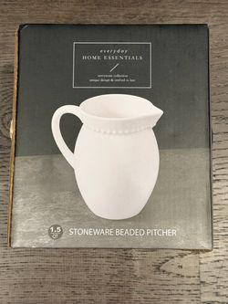 1.5 QT STONEWARE BEADED PITCHER
