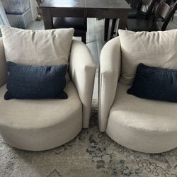 Pair of beige armchair swivel