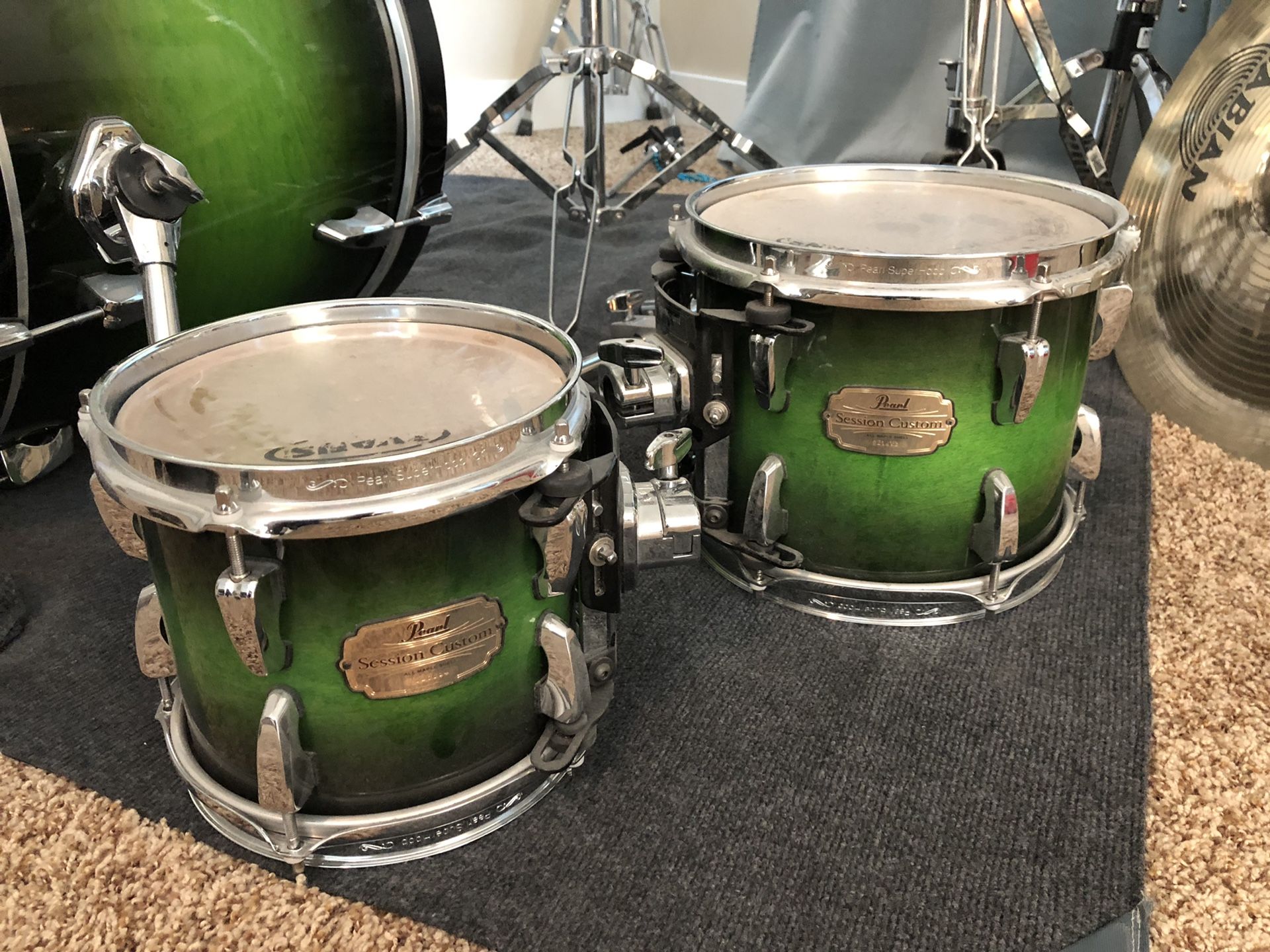 Pearl Session Custom SMX in Green Burst Drum Set for Sale in Houston