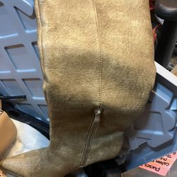 Beige Knee High Boots