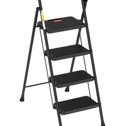 Step Ladder, Step Stool Foldable for Adults with Wide Anti-Slip Pedal, Lightweight 4 Step Ladders