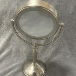 Silver light up vanity makeup mirror